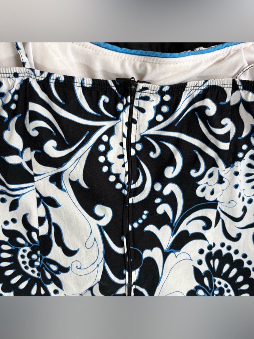 Vintage Jessica Y2K Black White Floral Sundress 16 Petite Cotton Padded Bodice - Picture 9 of 10